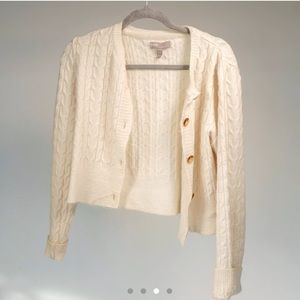 Cream Cropped Cardigan
